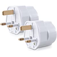 kwmobile 2 adaptadores de Viaje compactos para Inglaterra - Enchufe de Viaje Shuko EU a UK en Blanco